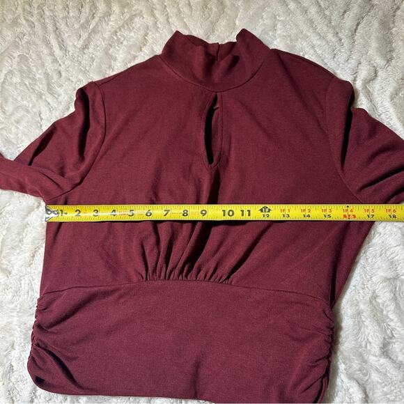 Brea Canyon Size L Rosa Claret Keyhole Turtleneck Blouse cropped business casual - Picture 10 of 15